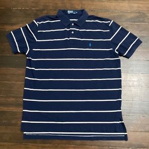 Men’s Polo Shirt by Ralph Lauren, Navy and White Stripes, XL